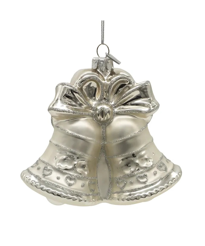 25th Anniversary Glass Bell Christmas Ornament | Silver Jubilee