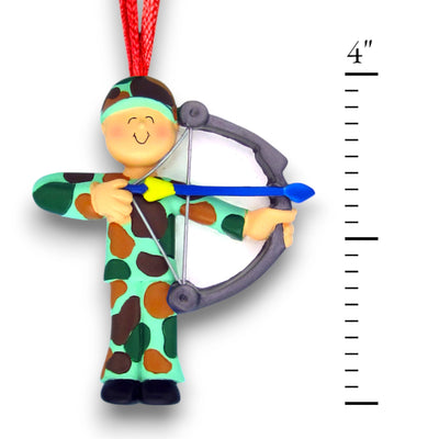 Personalized Hunter with Bow Male Christmas Ornament – Customizable with Name and Year