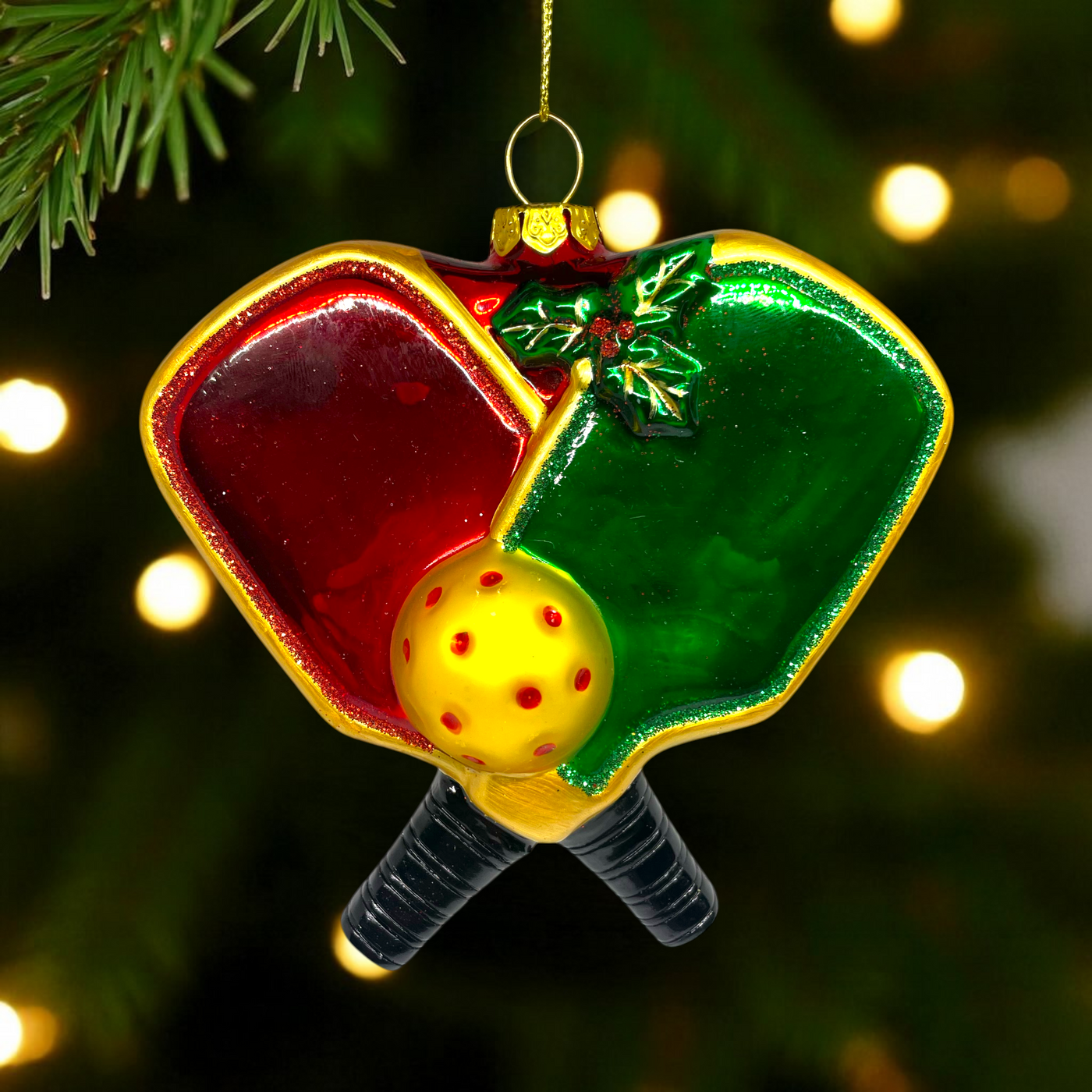 Personalized Pickleball Christmas Ornament – Custom Glass Doubles Ornament
