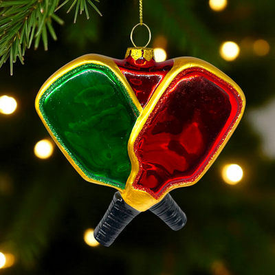 Personalized Pickleball Christmas Ornament – Custom Glass Doubles Ornament