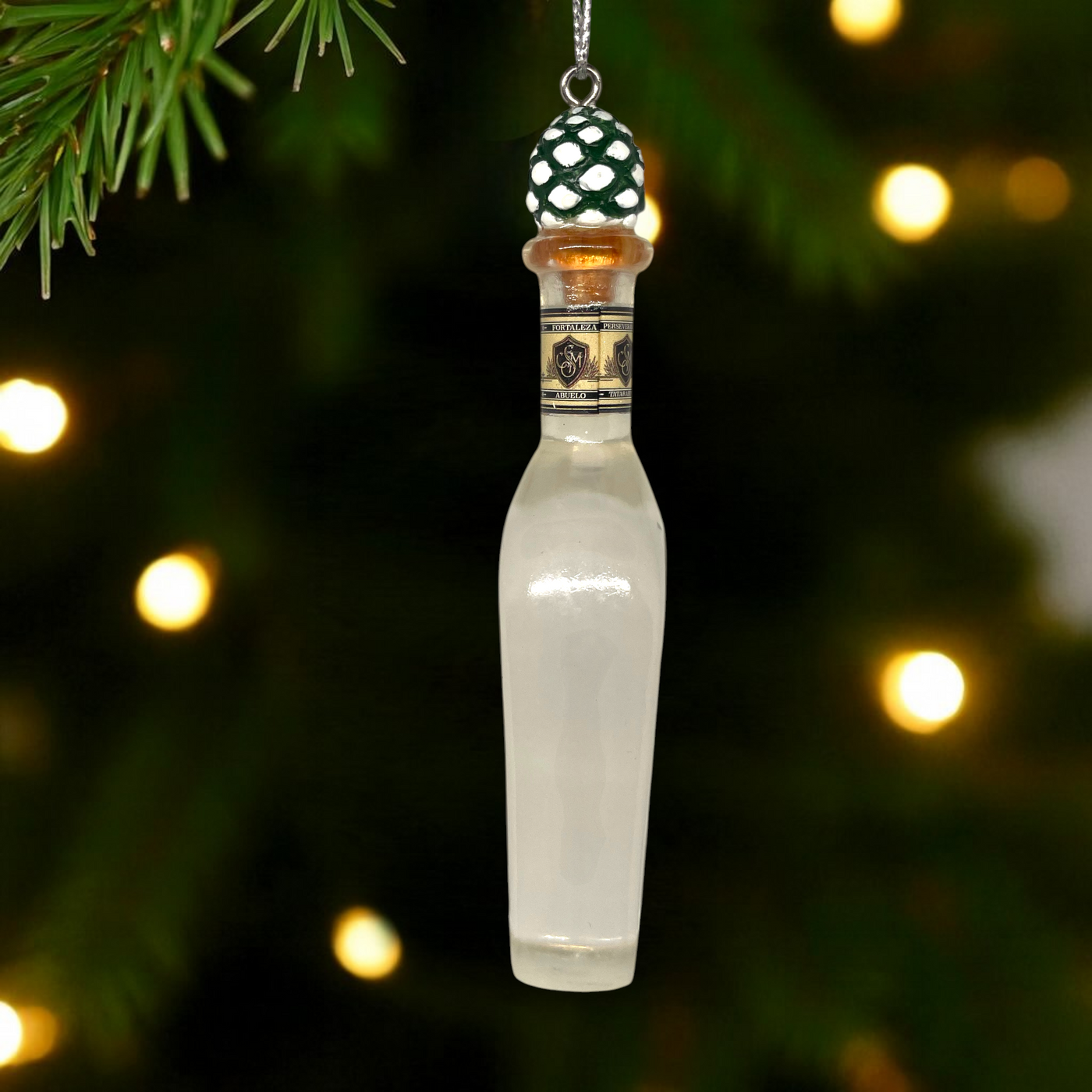 Fortaleza Tequila Christmas Ornament – Resin Bottle Holiday Decoration