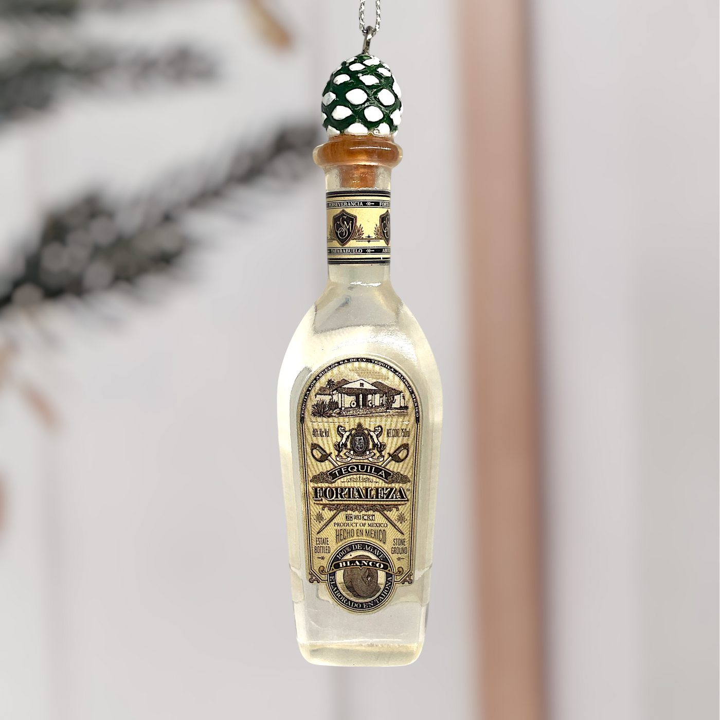 Fortaleza Tequila Christmas Ornament – Resin Bottle Holiday Decoration