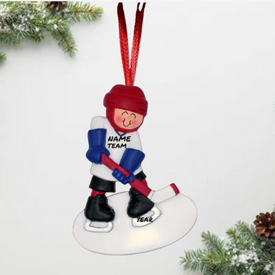 Personalized Hockey Player Christmas Ornament