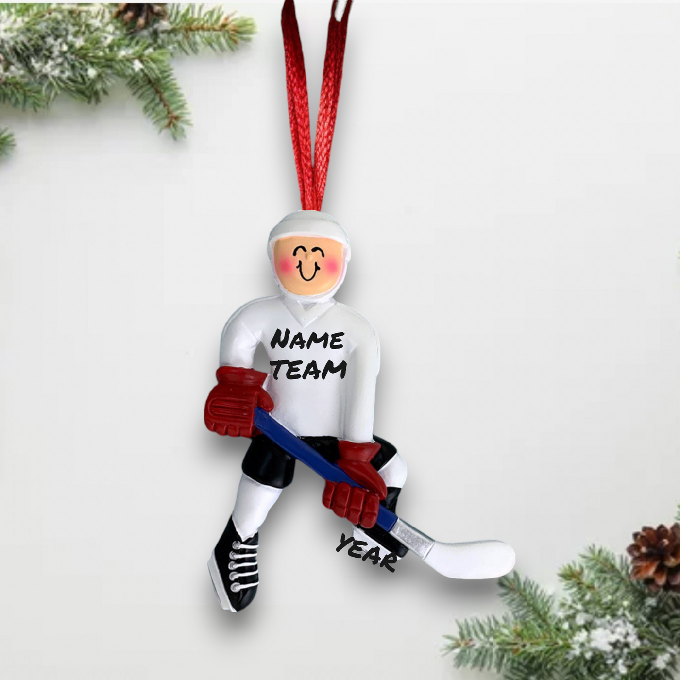 Personalized Ice Hockey Player Christmas Ornament