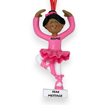 Personalized Black Ballerina Christmas Ornament