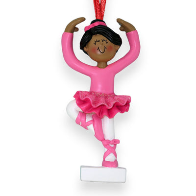 Personalized Black Ballerina Christmas Ornament