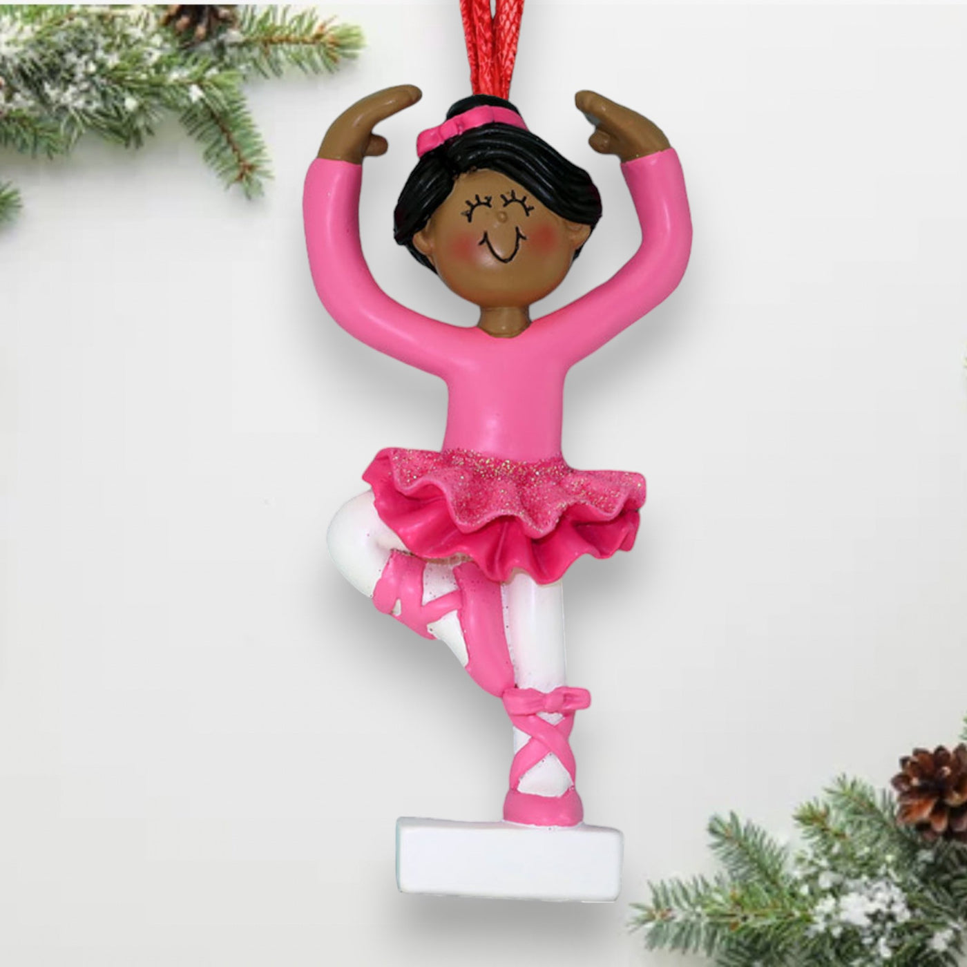 Personalized Black Ballerina Christmas Ornament