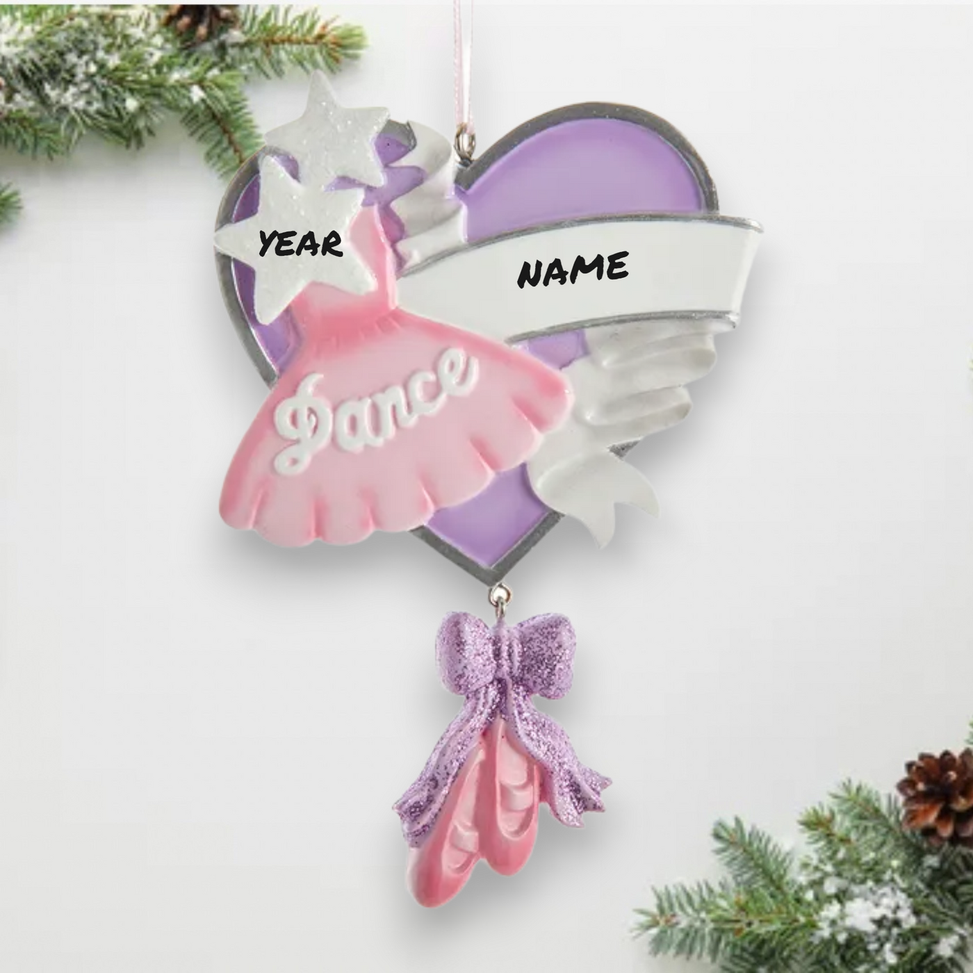 Personalized Ballet Heart 'Dance' Christmas Ornament