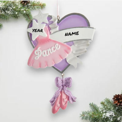 Personalized Ballet Heart 'Dance' Christmas Ornament