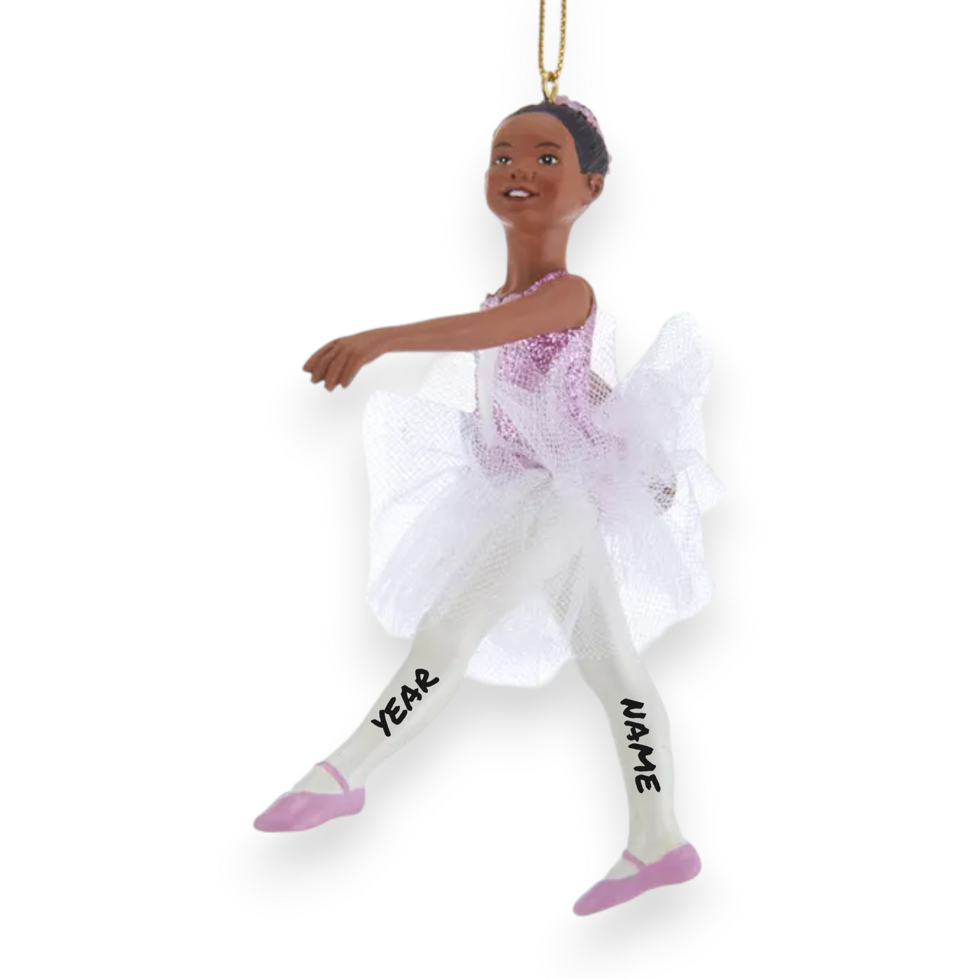 Personalized Black Ballerina Christmas Ornament