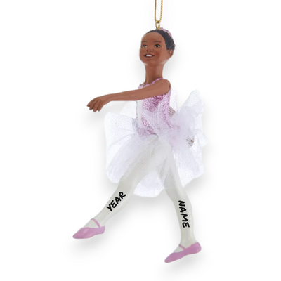 Personalized Black Ballerina Christmas Ornament