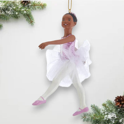 Personalized Black Ballerina Christmas Ornament