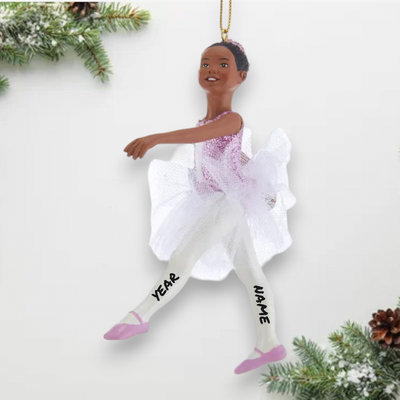 Personalized Black Ballerina Christmas Ornament