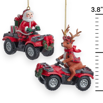Santa/Deer on ATV Christmas Ornament