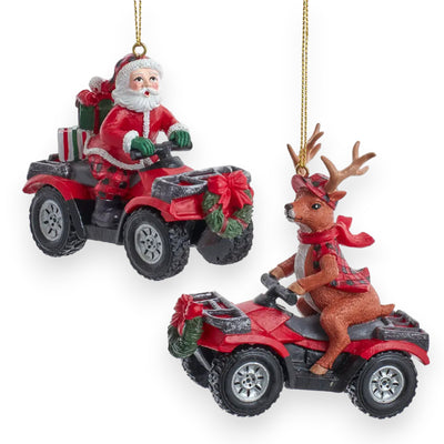 Santa/Deer on ATV Christmas Ornament