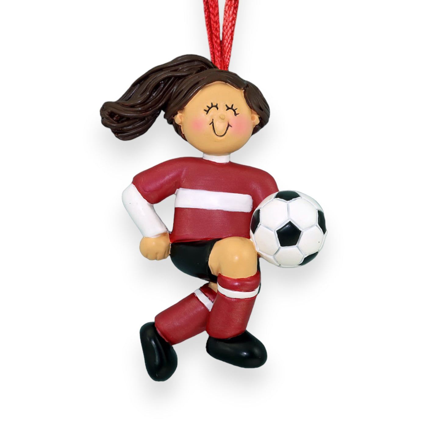 Personalized Brown Female Soccer Child Christmas Ornament