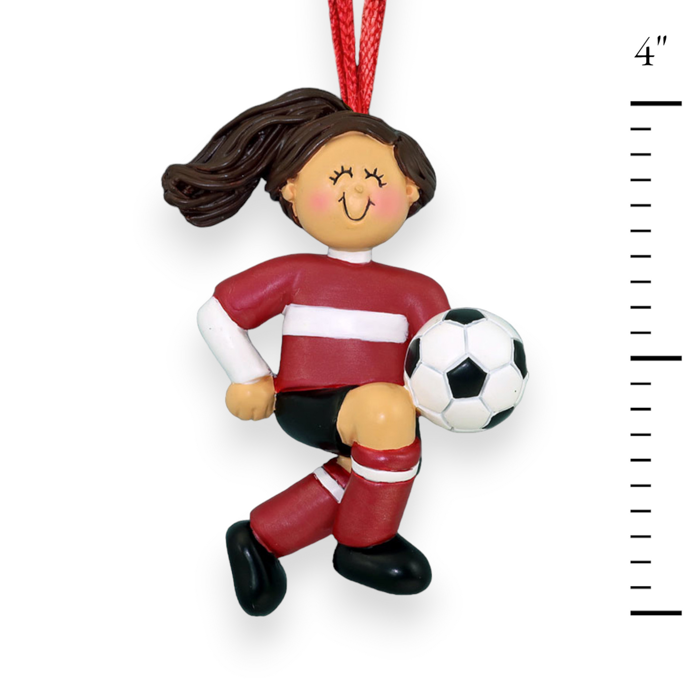 Personalized Brown Female Soccer Child Christmas Ornament