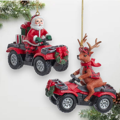Santa/Deer on ATV Christmas Ornament