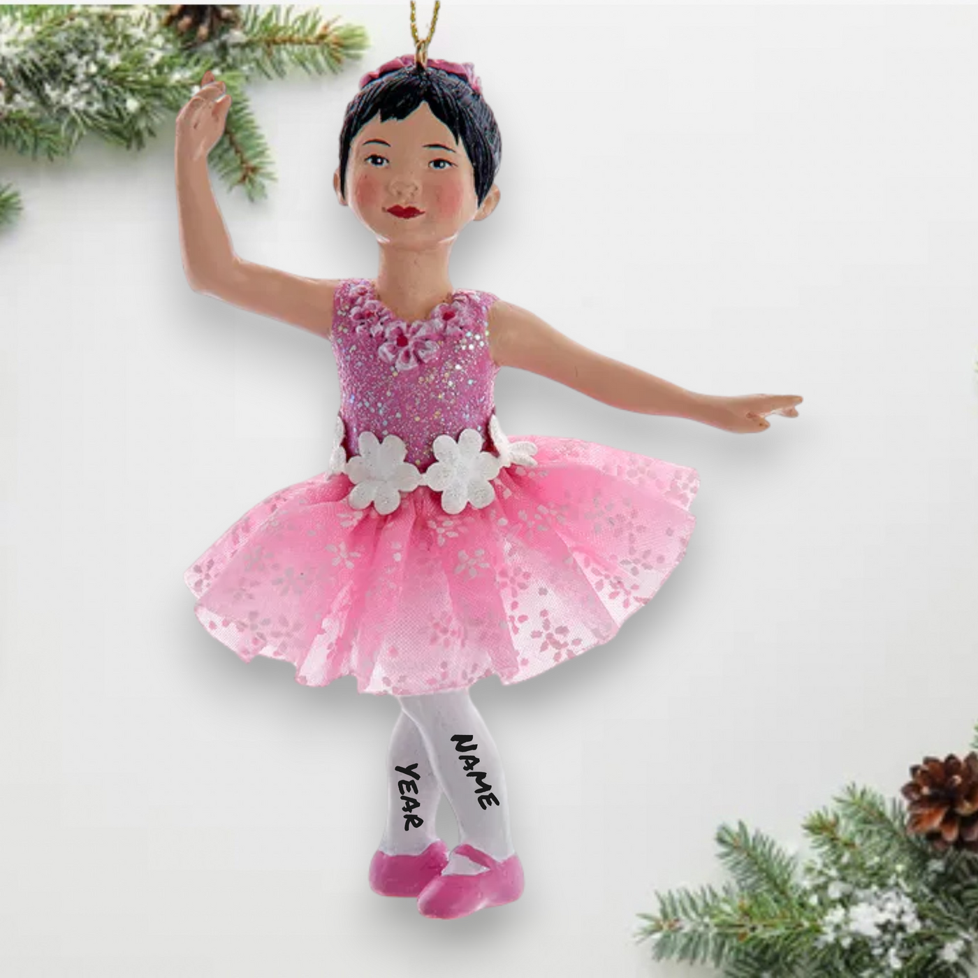 Personalized Asian Ballerina Christmas Ornament