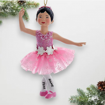 Personalized Asian Ballerina Christmas Ornament