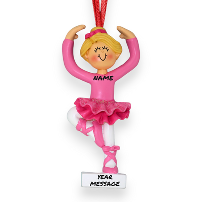 Personalized Blonde Female Ballerina Christmas Ornament
