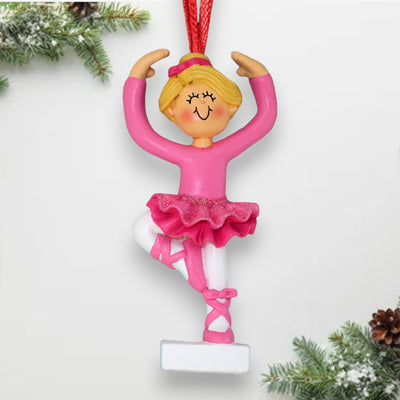 Personalized Blonde Female Ballerina Christmas Ornament