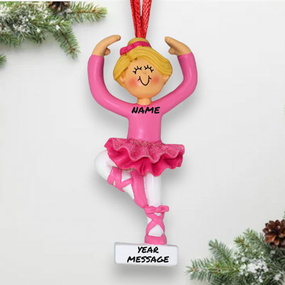 Personalized Blonde Female Ballerina Christmas Ornament