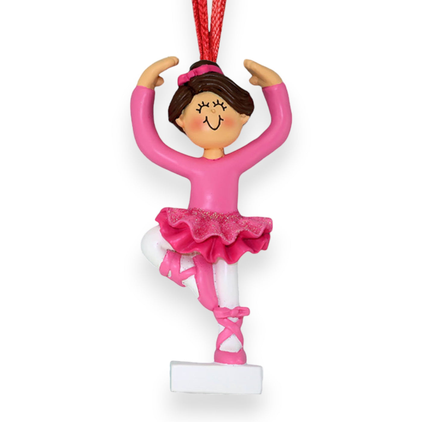 Personalized Brunette Female Ballerina Christmas Ornament