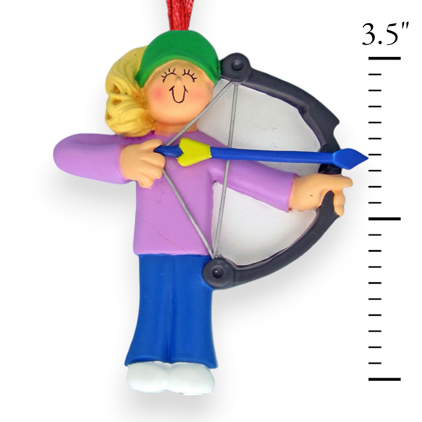 Personalized Blonde Female Archery Christmas Ornament