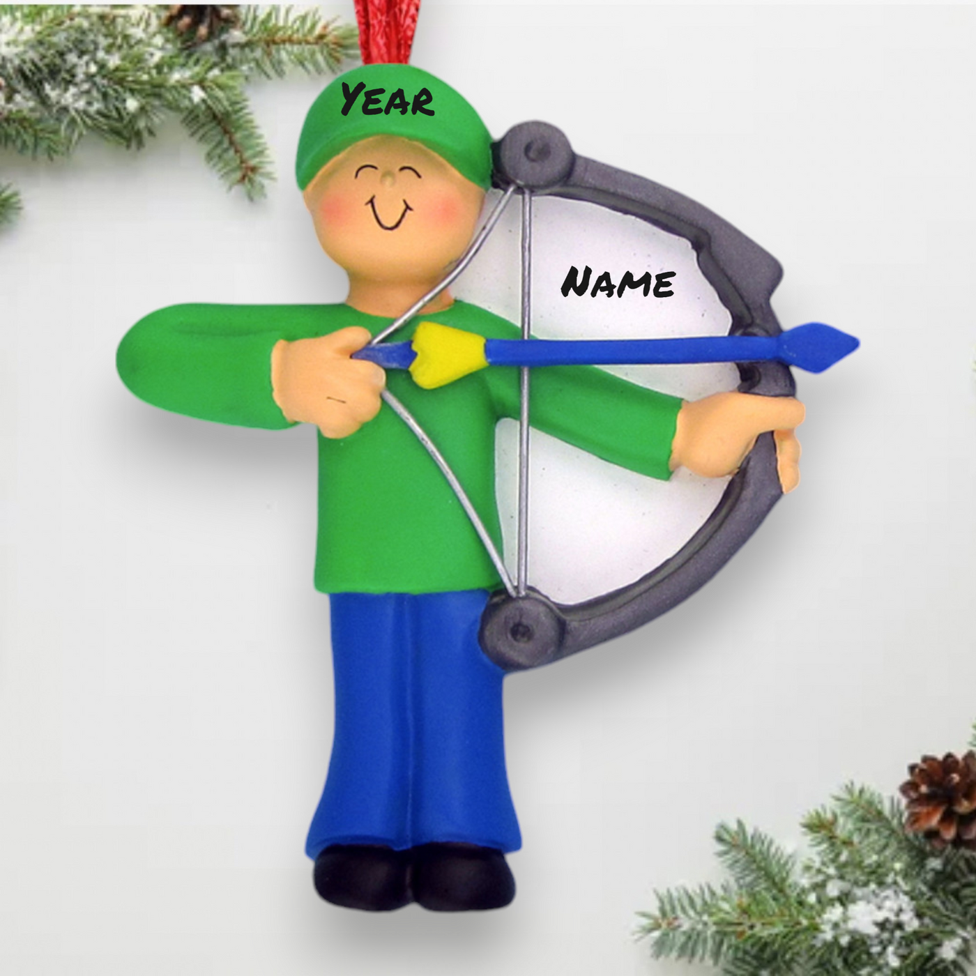 Personalized Male Archery Christmas Ornament