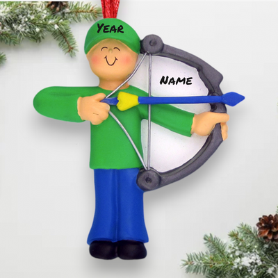 Personalized Male Archery Christmas Ornament