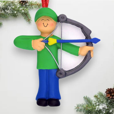 Personalized Male Archery Christmas Ornament