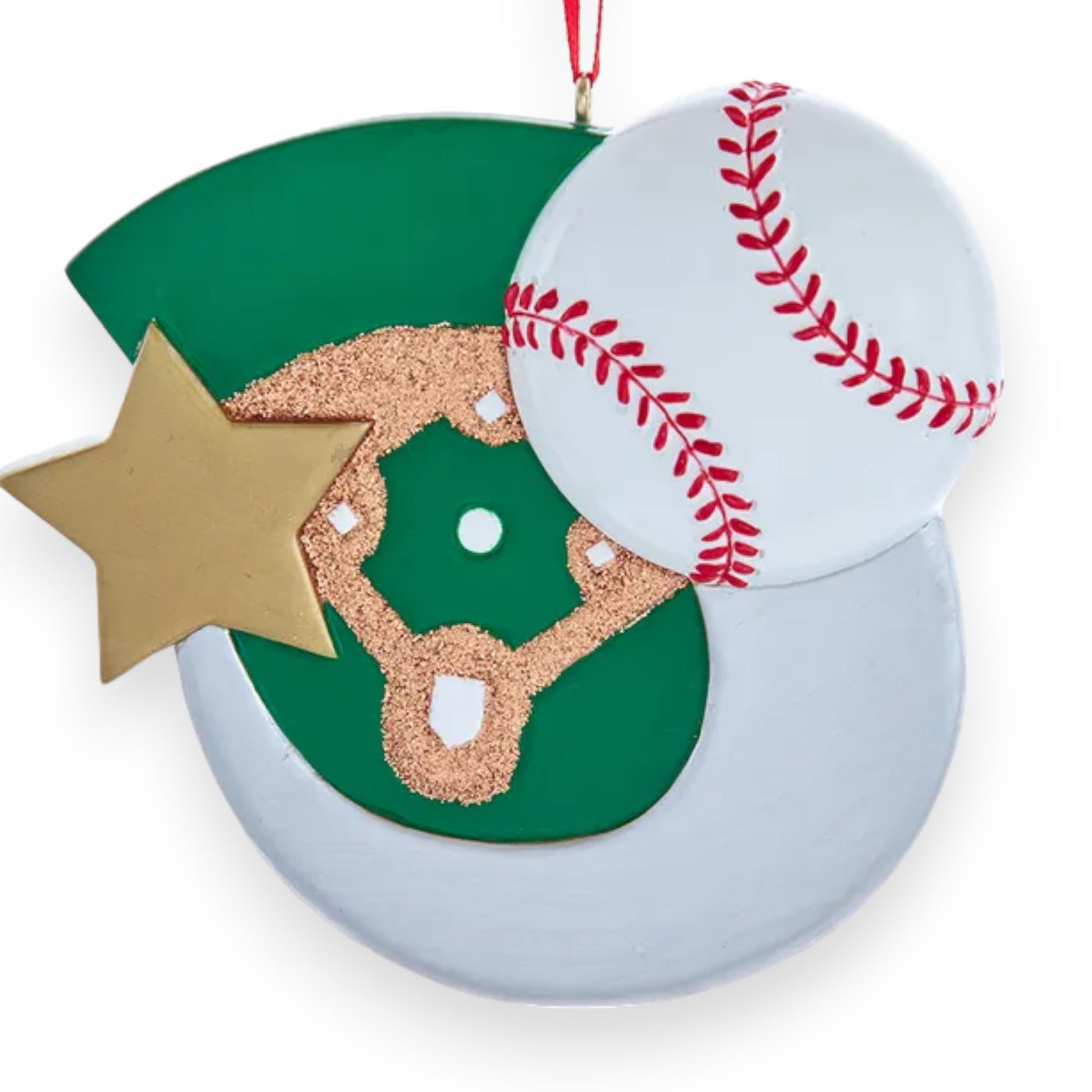 Personalized Baseball with Star Christmas Ornament
