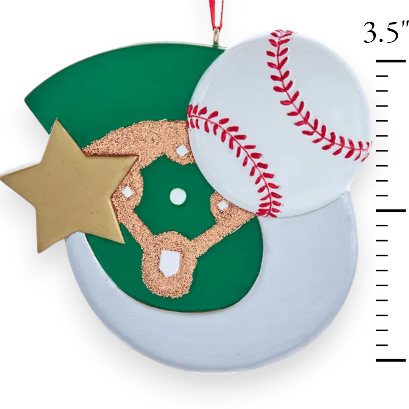 Personalized Baseball with Star Christmas Ornament