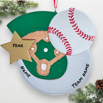 Personalized Baseball with Star Christmas Ornament