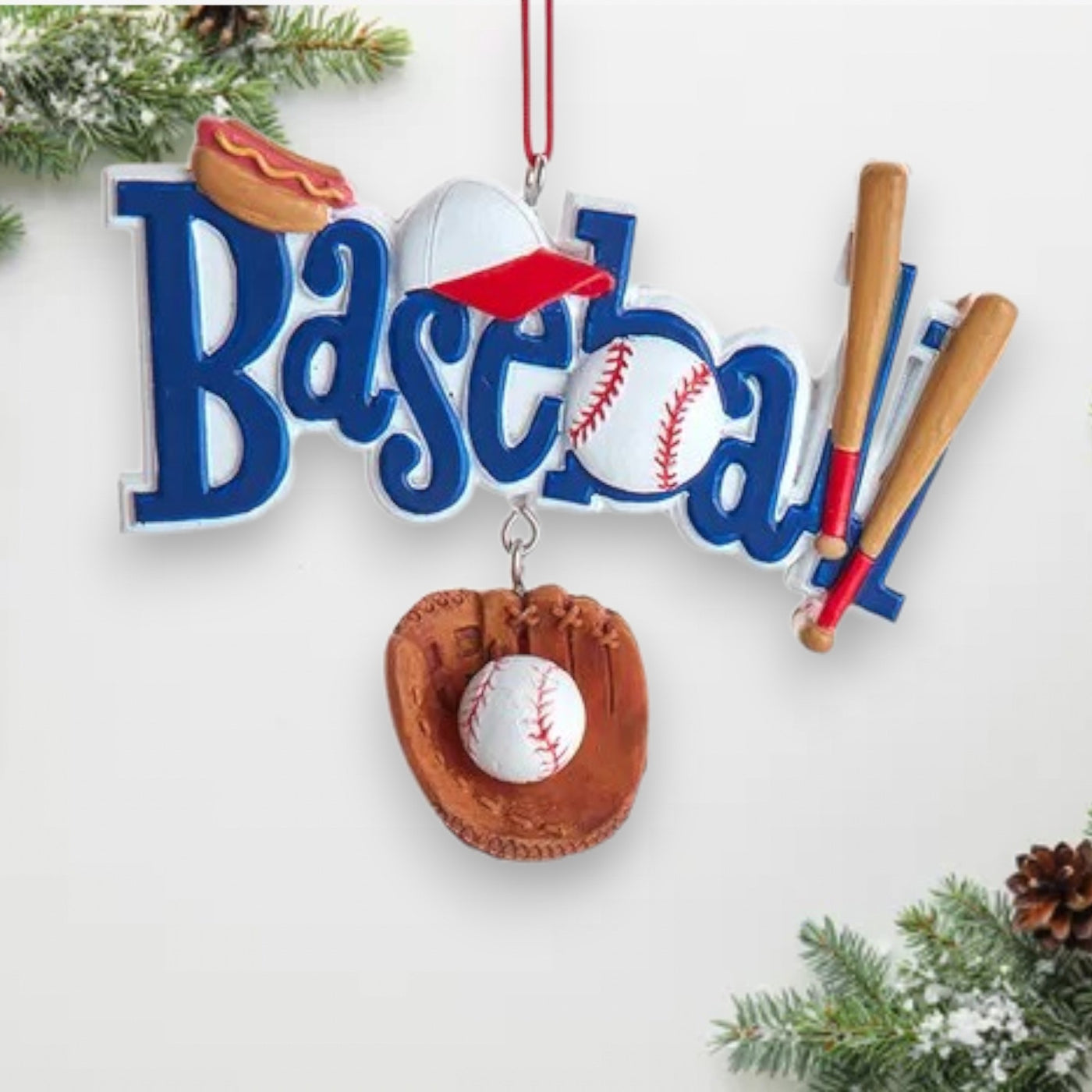 Personalized Baseball Word Christmas Ornament