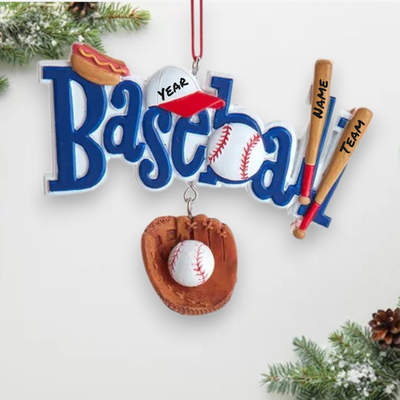 Personalized Baseball Word Christmas Ornament