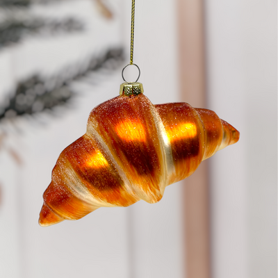 Glass Croissant Christmas Ornament