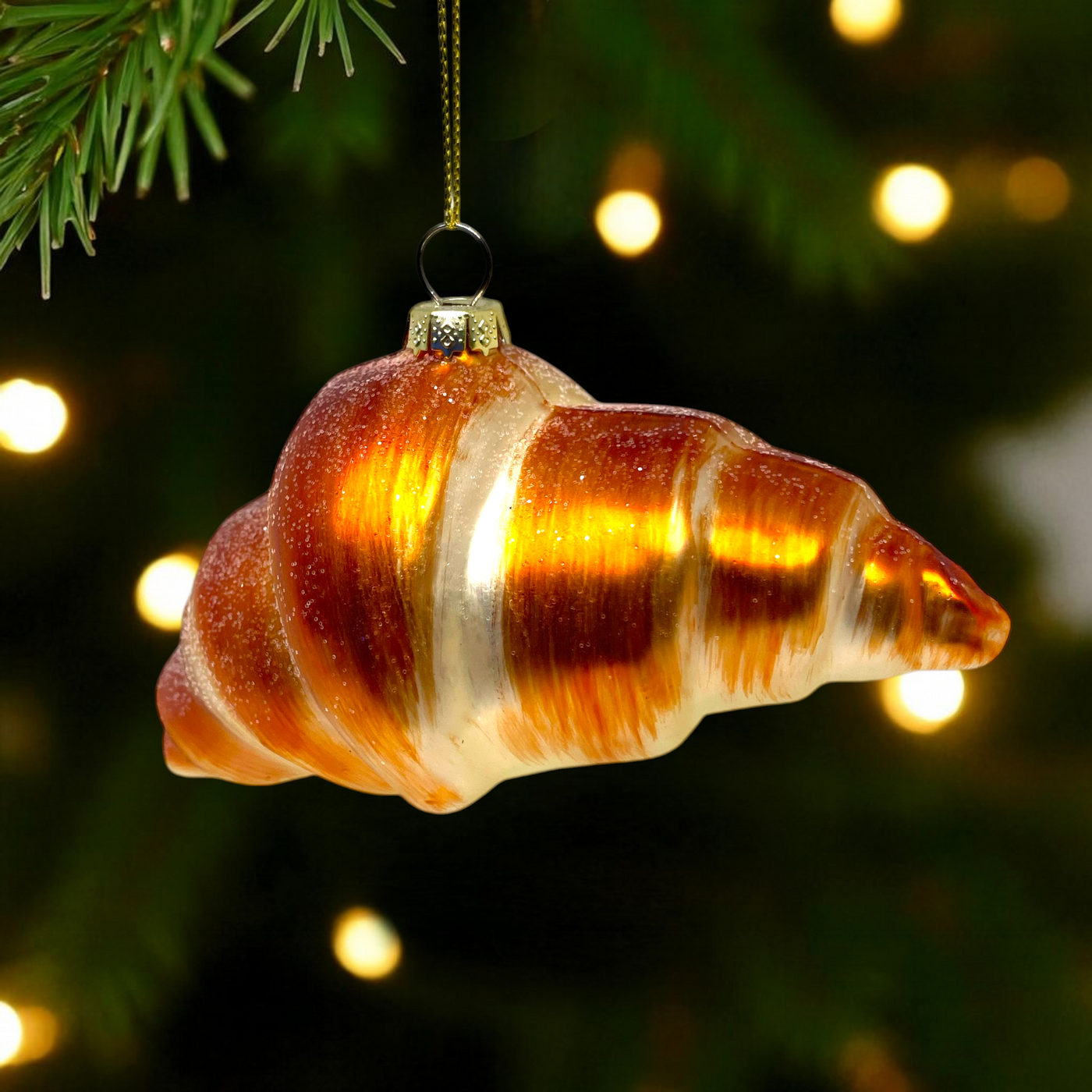 Glass Croissant Christmas Ornament
