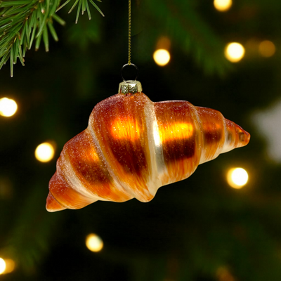 Glass Croissant Christmas Ornament