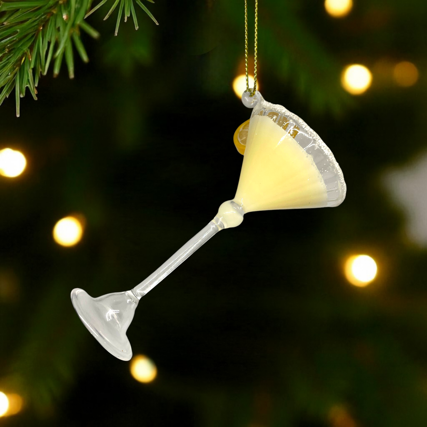 Lemon Drop Martini Glass Christmas Ornament