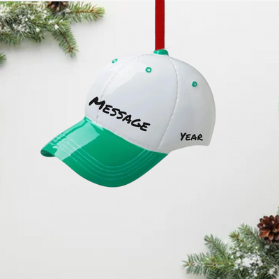 Personalized Green Baseball Hat Ornament