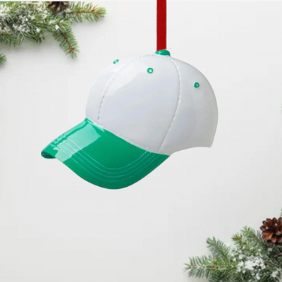 Personalized Green Baseball Hat Ornament