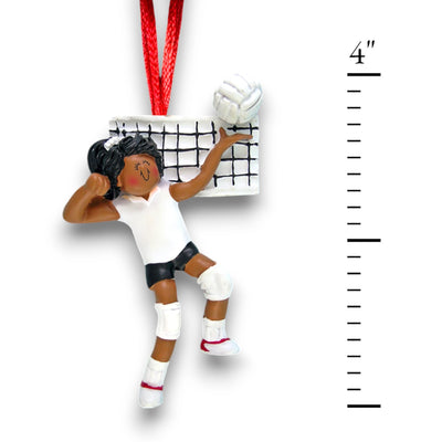 Personalized African American Female Volleyball Ornament with Custom Name and Year – Resin Christmas Ornament