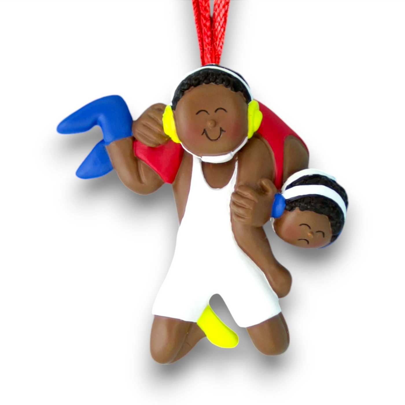 Personalized African American Male Wrestling Christmas Ornament