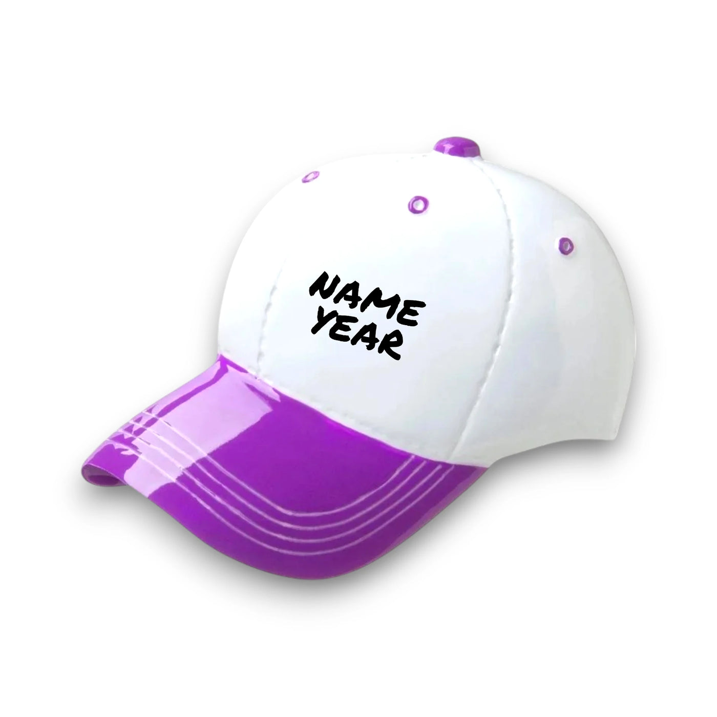  Personalized Baseball Hat Christmas Ornament in purple with customizable name and year, perfect for baseball fans and players.
