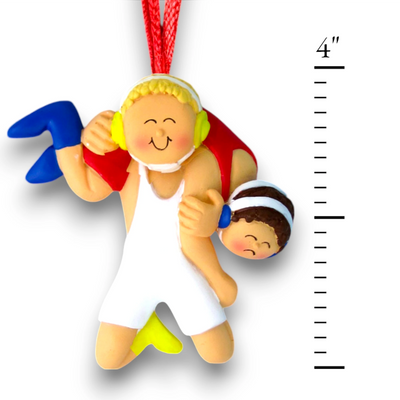 Personalized Blonde Male Wrestling Ornament with Singlet and Ear Guards – Custom Name, Team, and Year Resin Ornament