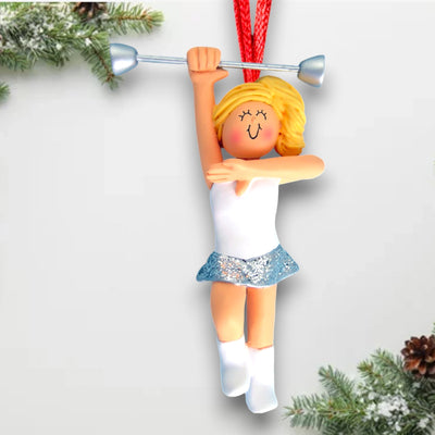 Personalized Blonde Female Baton Twirler Ornament with Custom Name and Year – Resin Christmas Ornament