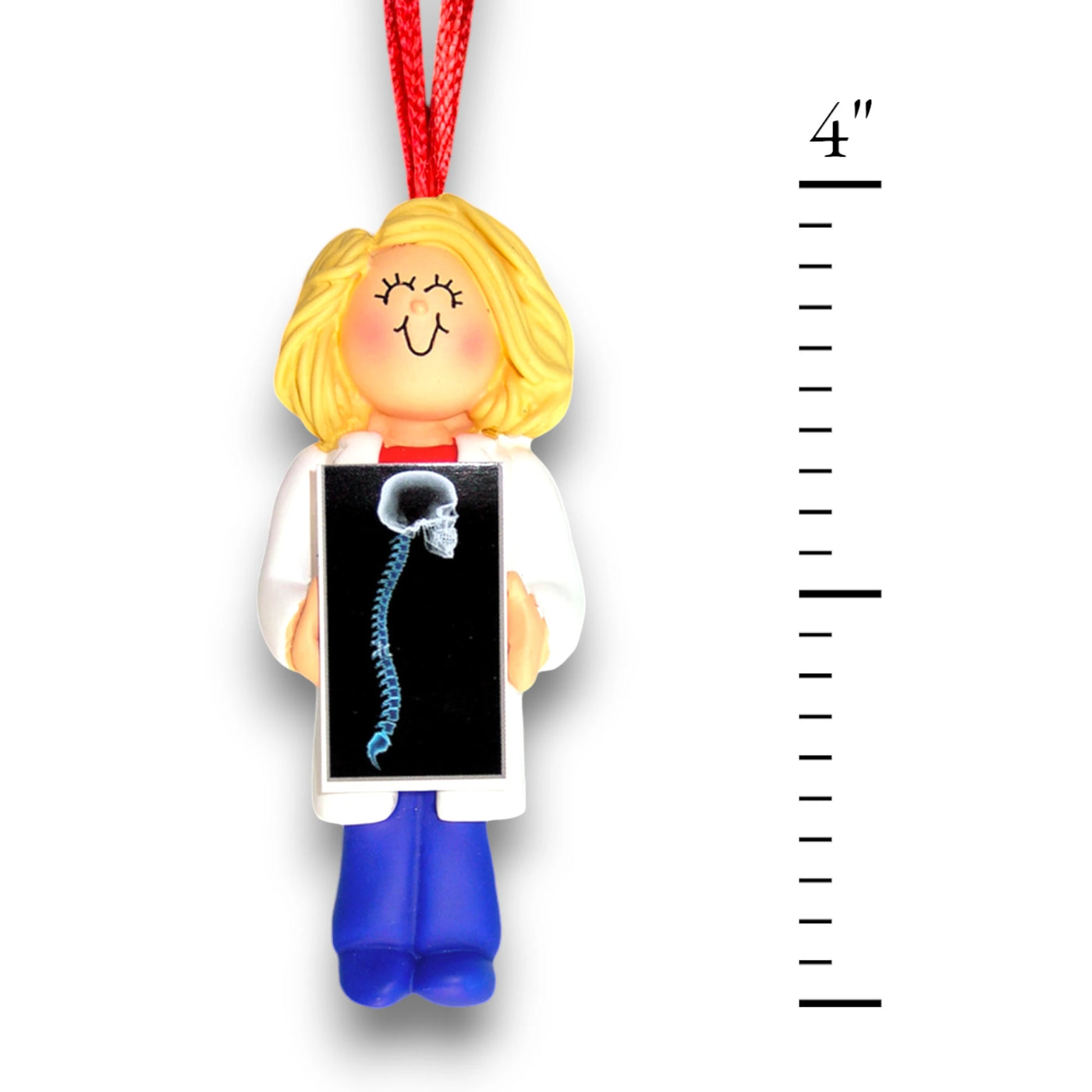 Personalized Blonde Female Chiropractor Christmas Ornament holding X-ray – Custom Name and Year Resin Ornament

