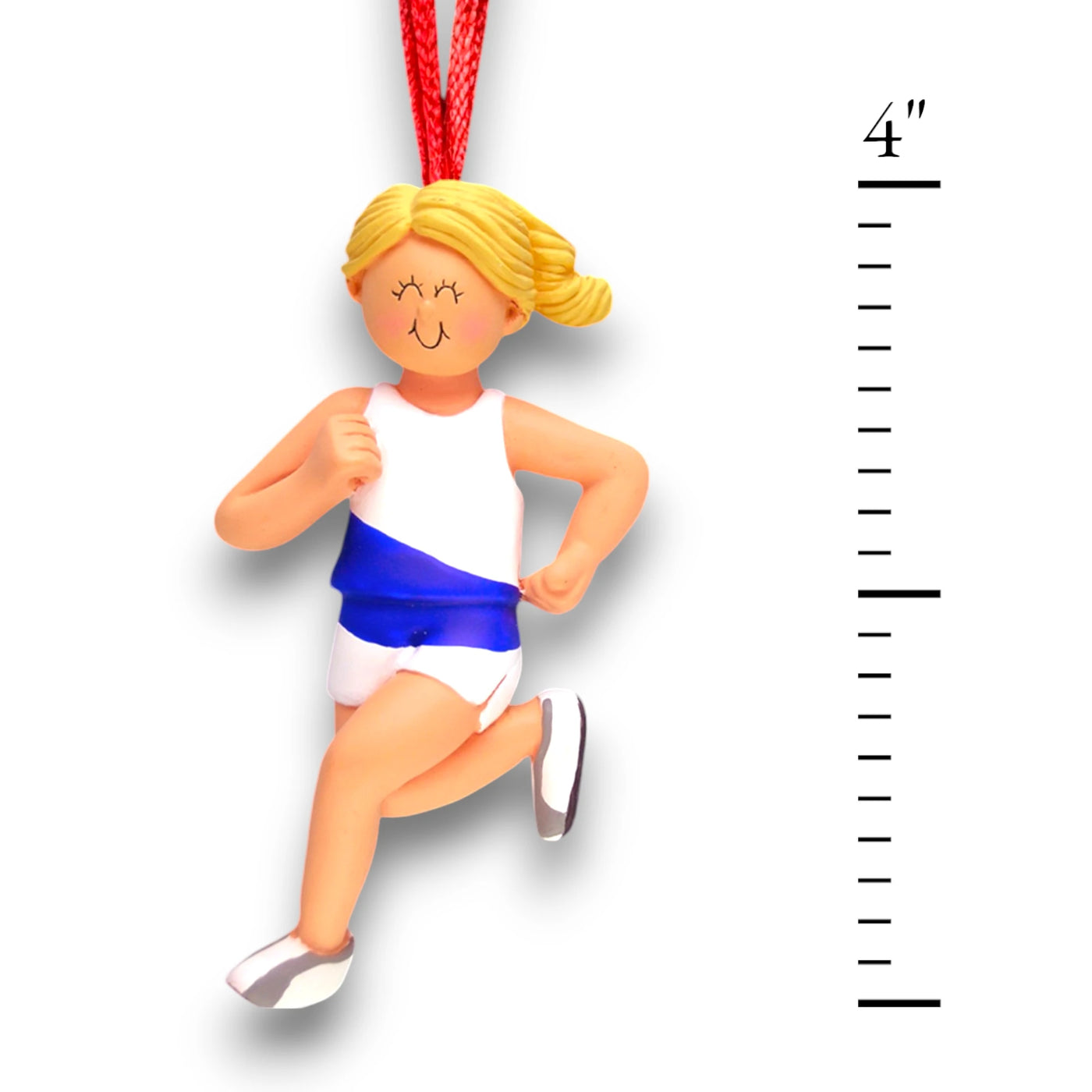 Personalized Blonde Female Runner Ornament with Custom Name and Year – Resin Christmas Ornament